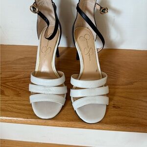 Jessica Simpson Black and Cream Strappy Heels